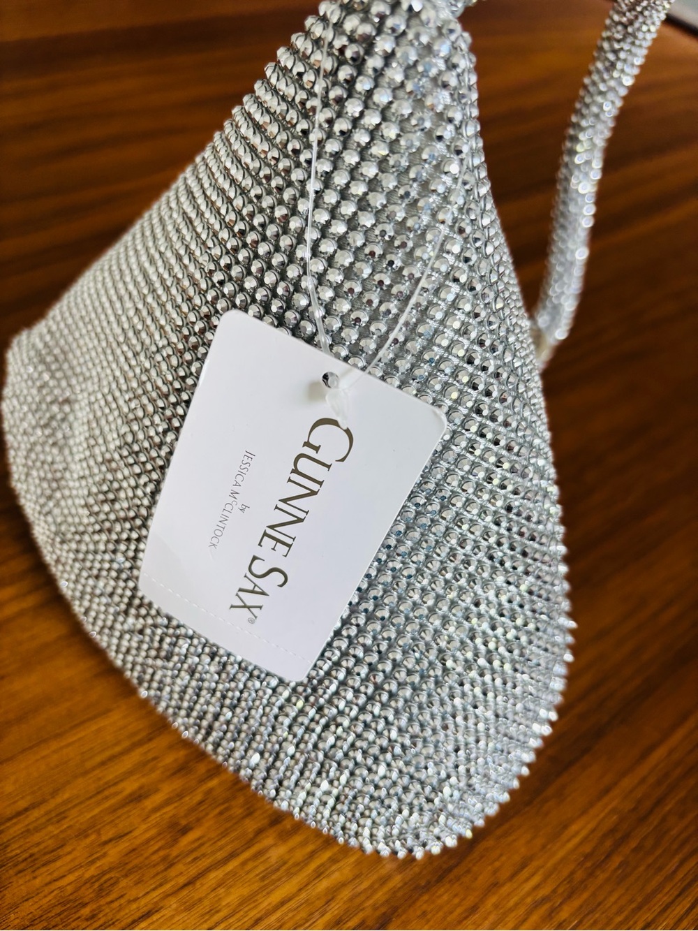 NWT Gunne Sax by Jessica McClintock silver rhinestone evening bag - Picture 2 of 6